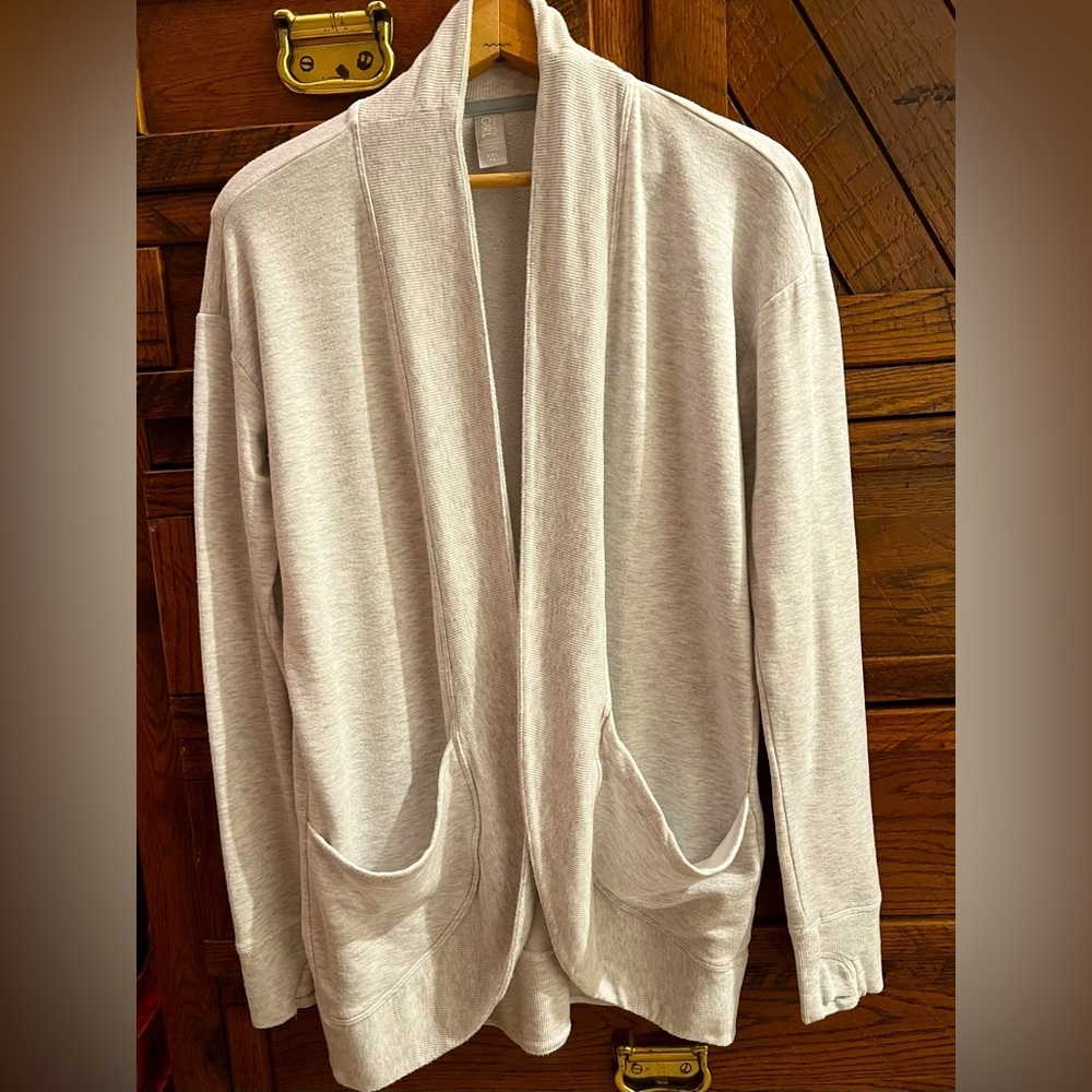 Athleta Girl Gray Open Front Cardigan with Pockets and thumb holes (XXL/16)
